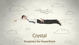  Presentation with flying - Presentation design consisting of skydiving - cheerful business person flying background and a cream colored foreground