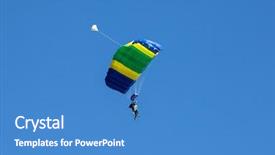  Presentation with football blue colors - Colorful slides enhanced with skydiving - colorful prachute over blue sky backdrop and a teal colored foreground