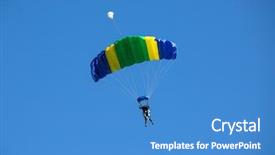  Presentation with football blue colors - Audience pleasing presentation theme consisting of skydiving - colorful prachute over blue sky backdrop and a teal colored foreground