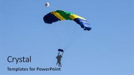  Presentation with sky blue - Cool new presentation design with skydiving - colorful prachute over blue sky backdrop and a light blue colored foreground