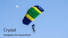  Presentation with football blue colors - Amazing presentation having skydiving - colorful prachute over blue sky backdrop and a light blue colored foreground