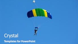  Presentation with sky blue - Presentation theme consisting of skydiving - colorful prachute over blue sky background and a teal colored foreground