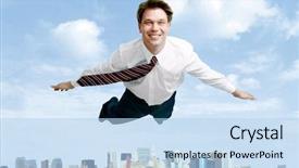  Presentation with flying - Amazing theme having skydiving - conceptual image of smiling businessman backdrop and a light blue colored foreground