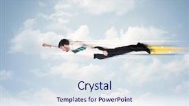  Presentation with flying - Amazing theme having skydiving - happy business man flying fast backdrop and a sky blue colored foreground