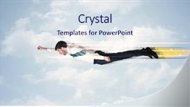  Presentation with flying - Amazing slide deck having skydiving - happy business man flying fast backdrop and a sky blue colored foreground