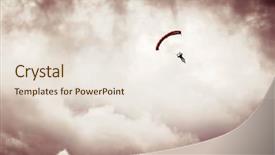 Presentation with sky - PPT layouts with skydiving - parachutist figure in dramatic cloudy background and a lemonade colored foreground