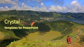  Presentation with europe - Presentation theme featuring skydiving - paraglider over sete cidades sao background and a tawny brown colored foreground