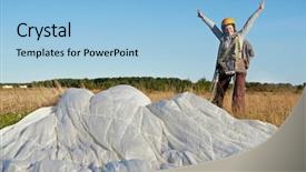  Presentation with parachute - PPT layouts with skydiving - single happy parachute jumper background and a light blue colored foreground