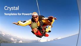  Presentation with air - Colorful theme enhanced with skydiving - tandem skydivers smiling in mid-air backdrop and a ocean colored foreground