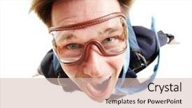  Presentation with parachute - Colorful PPT theme enhanced with skydiving - wide angle of young businessman backdrop and a lemonade colored foreground