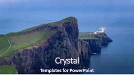  Presentation with united kingdom - Presentation design having lighthouse on the cliffs isle background and a navy blue colored foreground