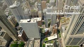  Presentation with chicago skyline - Slide deck with skyline aerial view no brand background and a gray colored foreground