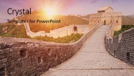  Presentation with skyline - Beautiful slides featuring skyline and great wall backdrop and a coral colored foreground