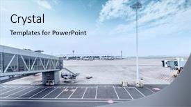  Presentation with ramp - Slide deck enhanced with skyline and landscape of airport background and a  colored foreground