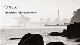  Presentation with skyline - Beautiful PPT theme featuring skyline and rock at shore backdrop and a  colored foreground