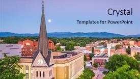  Presentation with roanoke - Audience pleasing theme consisting of skyline and steeple at dawn backdrop and a light blue colored foreground
