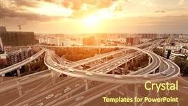  Presentation with intersection - PPT theme having skyline and traffic trails background and a tawny brown colored foreground