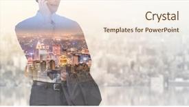  Presentation with double exposure of business people - Audience pleasing presentation theme consisting of skyline asia - double exposure of businessman backdrop and a cream colored foreground