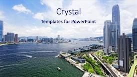  Presentation with hong kong city day - Presentation theme having skyline asia - hong kong urban city background and a  colored foreground