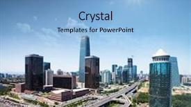  Presentation with asia - Presentation design consisting of skyline asia - landscape of modern city beijing background and a light blue colored foreground