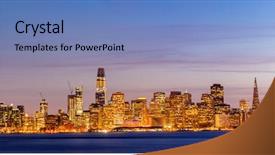  Presentation with treasure - Amazing PPT layouts having skyline at dusk from treasure backdrop and a teal colored foreground