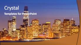  Presentation with treasure - PPT theme enhanced with skyline at dusk from treasure background and a  colored foreground