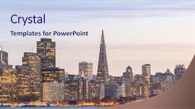  Presentation with san francisco - Slides having skyline at dusk from treasure background and a sky blue colored foreground