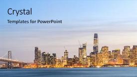  Presentation with san francisco - Audience pleasing PPT theme consisting of skyline at dusk from treasure backdrop and a light blue colored foreground