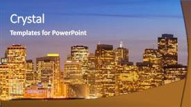  Presentation with san francisco - Beautiful slide deck featuring skyline at dusk from treasure backdrop and a teal colored foreground