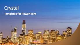  Presentation with treasure - Beautiful slides featuring skyline at dusk from treasure backdrop and a teal colored foreground