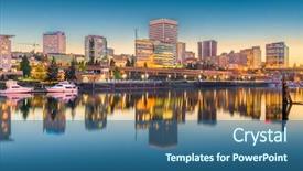  Presentation with washington dc usa map - Presentation design featuring skyline at dusk on commencement background and a ocean colored foreground