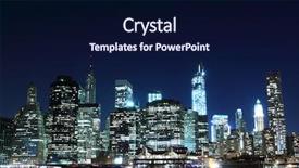  Presentation with new york night - Slide deck having skyline at night lights new background and a navy blue colored foreground
