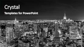  Presentation with new york city - Slides consisting of skyline at night panorama black background and a black colored foreground
