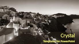  Presentation with grey line drawings of tall buildings - Slides having skyline at night with buildings background and a  colored foreground