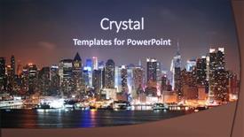  Presentation with new york night - Amazing PPT theme having skyline at night with skyscraper backdrop and a tawny brown colored foreground