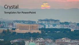  Presentation with skyline - Beautiful slides featuring skyline at sunset - ankara turkey backdrop and a coral colored foreground