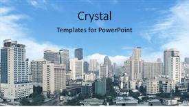  Presentation with bangkok - PPT theme enhanced with skyline billboard - bangkok business center panorama view background and a light blue colored foreground