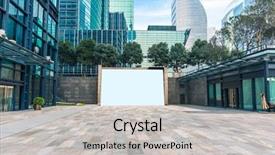  Presentation with modern building - Amazing presentation theme having skyline billboard - modern office building area shanghai backdrop and a light gray colored foreground