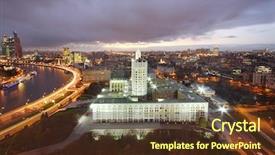  Presentation with government - PPT theme consisting of skyline billboard - moskva river and russian government background and a  colored foreground