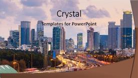  Presentation with skyline - Slide deck having skyline city and ayalon freeway background and a light gray colored foreground