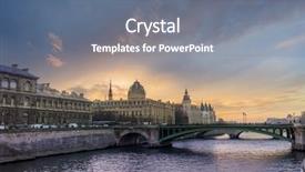  Presentation with paris france - Cool new theme with skyline dawn - bridge by the seine river backdrop and a gray colored foreground