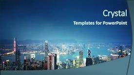  Presentation with dawn - Presentation consisting of skyline dawn - hong kong from the victoria background and a ocean colored foreground