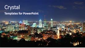  Presentation with urban neighborhoods - PPT layouts consisting of skyline dawn - montreal at dusk panorama background and a  colored foreground