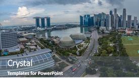  Presentation with singapore national day - Beautiful slide deck featuring skyline during cloudy summer day backdrop and a gray colored foreground