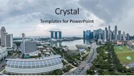  Presentation with singapore national day - PPT theme with skyline during cloudy summer day background and a light blue colored foreground