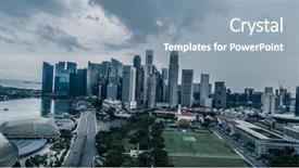  Presentation with singapore national day - Colorful slide set enhanced with skyline during cloudy summer day backdrop and a light blue colored foreground