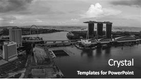  Presentation with singapore national day - Slide set consisting of skyline during cloudy summer day background and a dark gray colored foreground