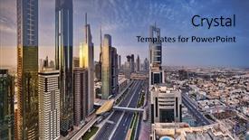  Presentation with zayed - Audience pleasing PPT theme consisting of skyline during sunrise sheikh zayed backdrop and a teal colored foreground