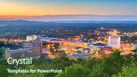  Presentation with hot springs - Cool new slide set with skyline from above at dawn backdrop and a tawny brown colored foreground