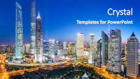  Presentation with night city - Amazing presentation having skyline illuminated skyscrapers in modern backdrop and a cobalt blue colored foreground